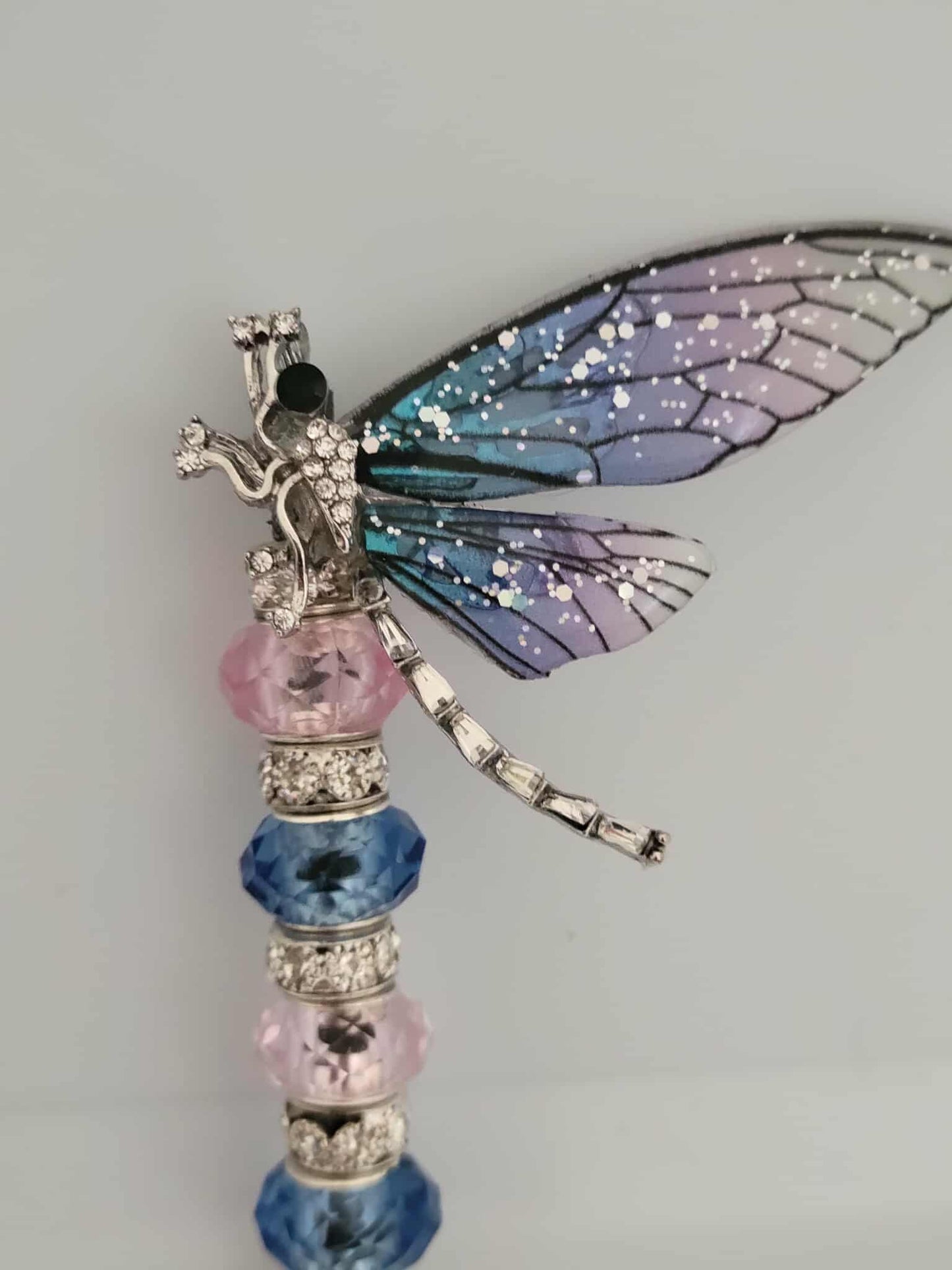 Cosmic Flutter Dragonfly Roach Clip - Cotton Candy Joint Holder
