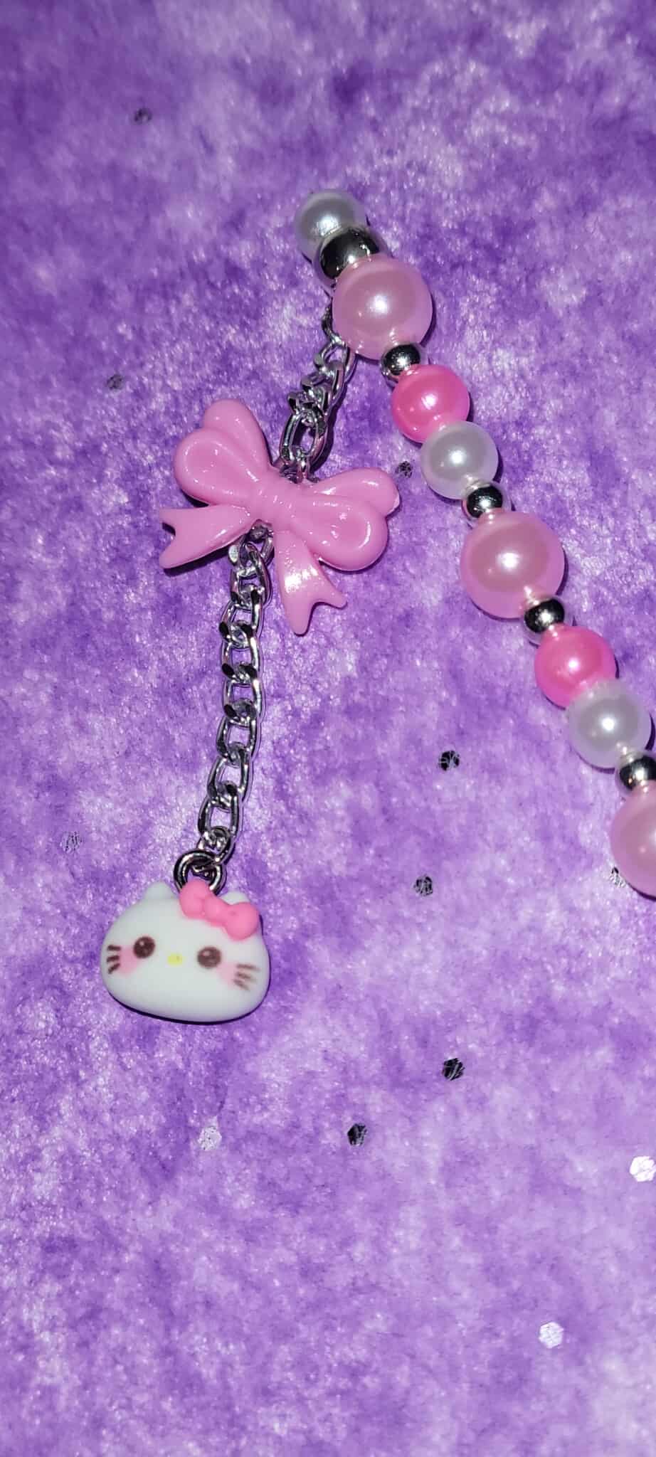 Kawaii Kitty Charm – Pink Pearl Roach Clip