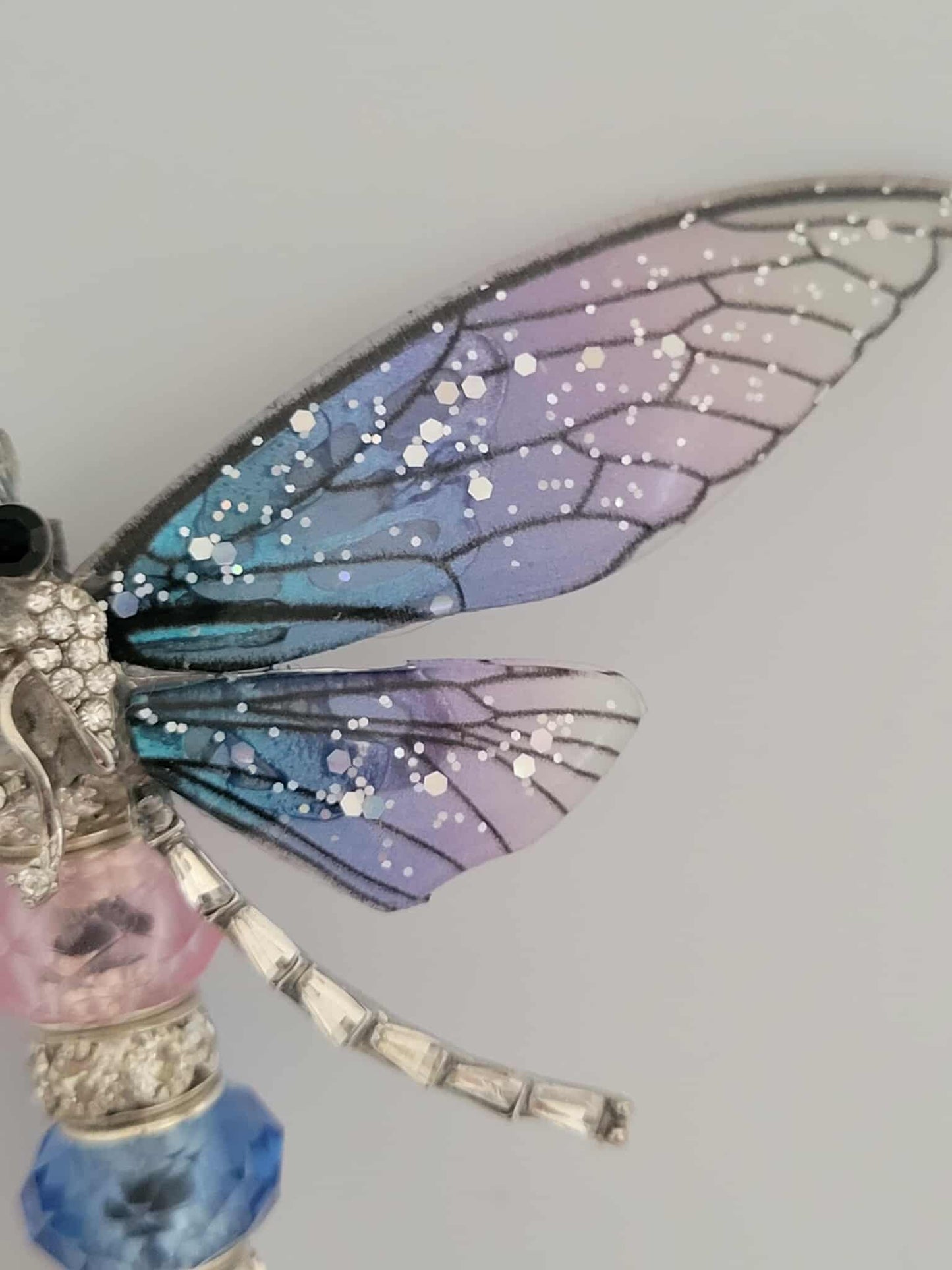 Cosmic Flutter Dragonfly Roach Clip - Cotton Candy Joint Holder
