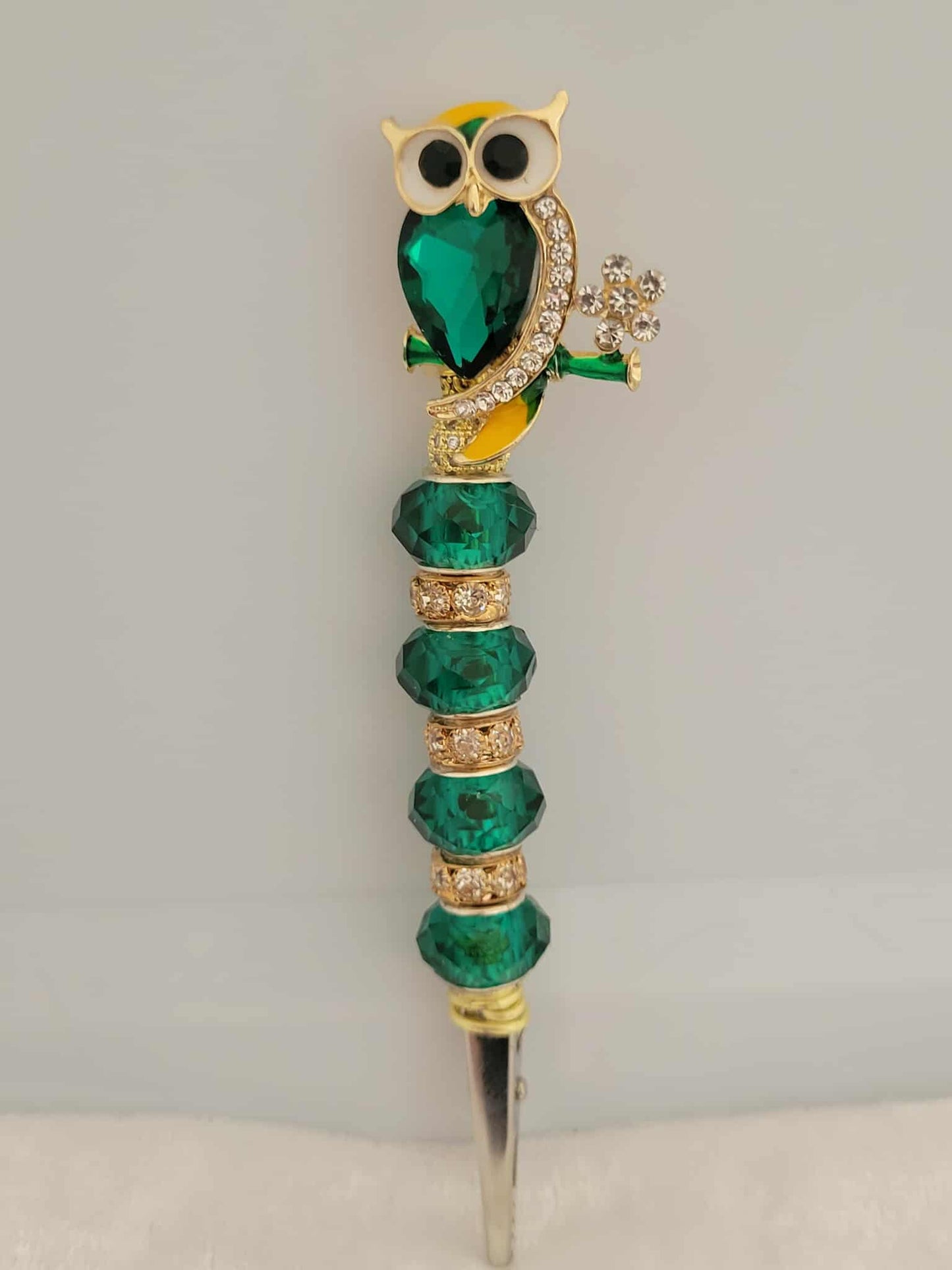 Emerald High & Wise Owl Roach Clip - Emerald Joint Holder