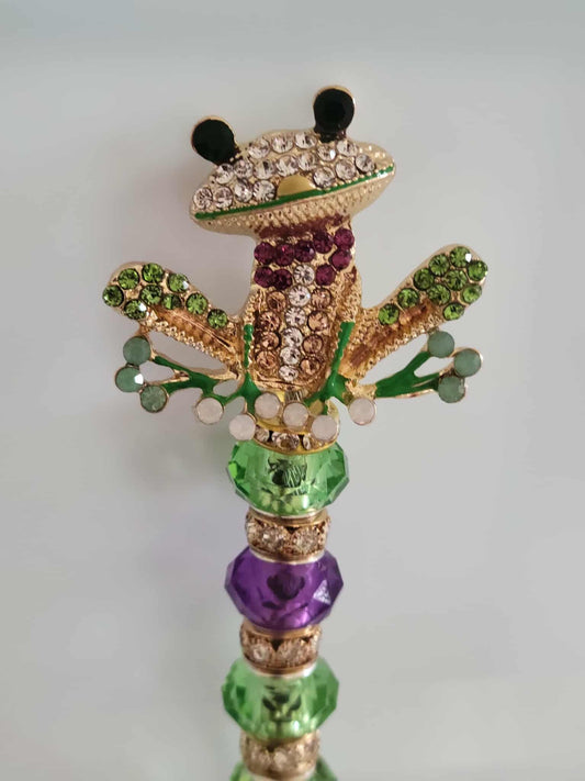 🐸 “High Hopper” Beaded Roach Clip – Gem Frog Edition