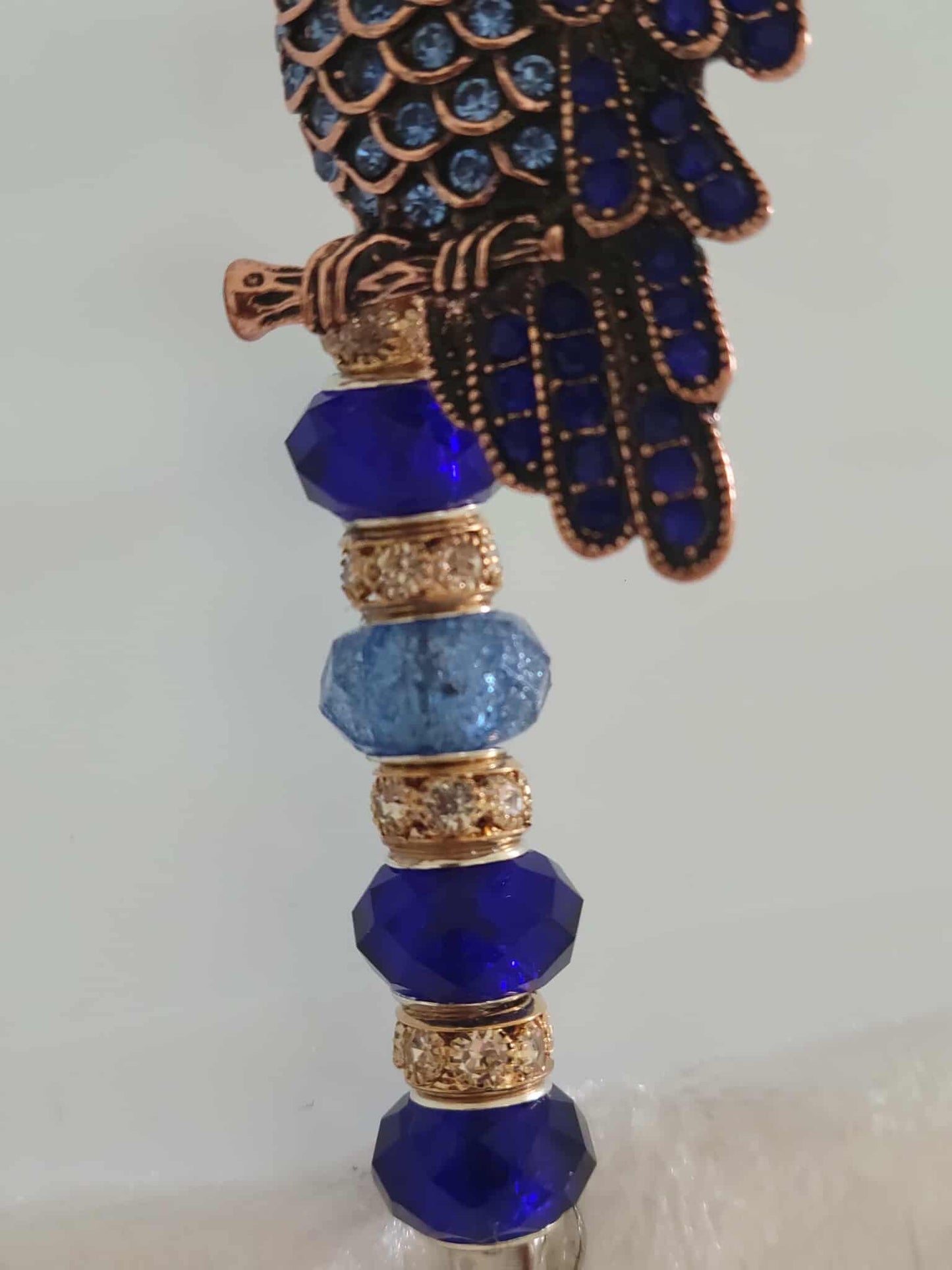 Night Watcher Beaded Roach Clip – Sapphire Owl Edition