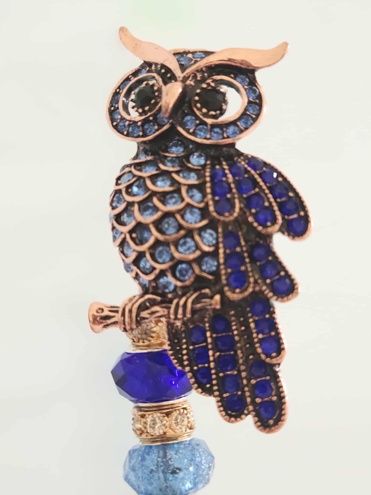 Night Watcher Beaded Roach Clip – Sapphire Owl Edition