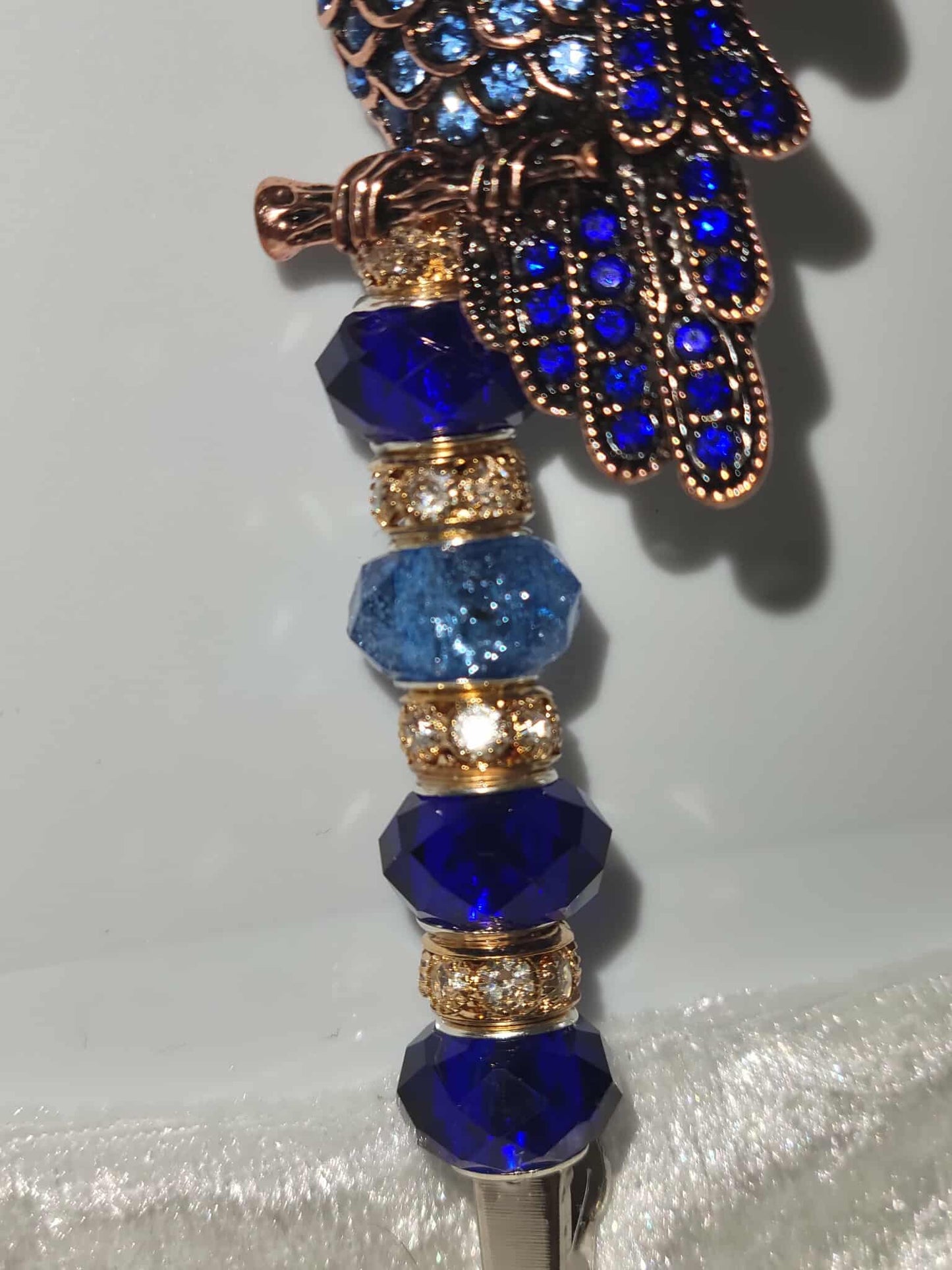 Night Watcher Beaded Roach Clip – Sapphire Owl Edition