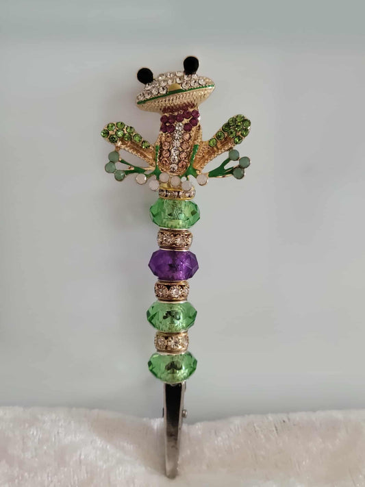 🐸 “High Hopper” Beaded Roach Clip – Gem Frog Edition