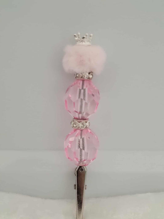 “Pink Crystal Puff Princess Roach Clip”