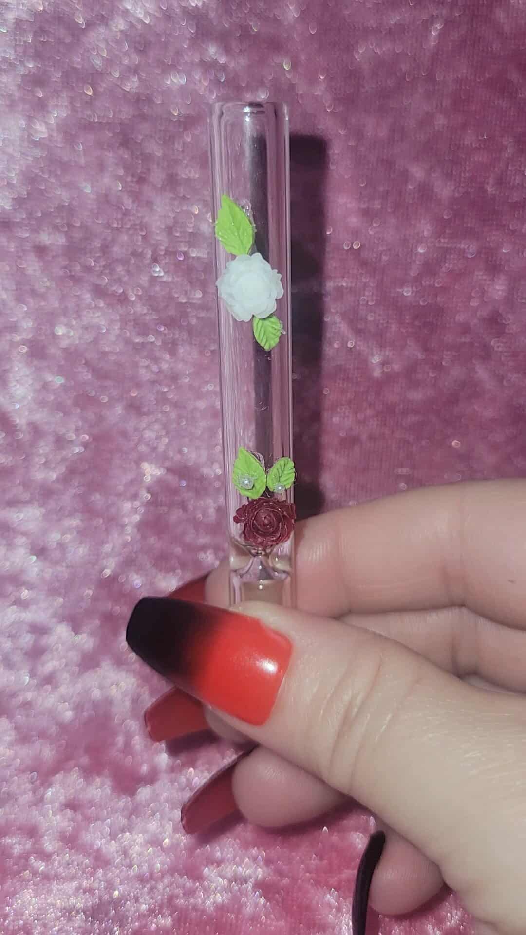 Rose Garden Chillum – Handmade Floral Glass One Hitter
