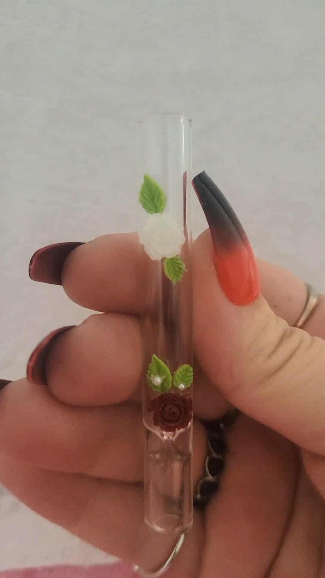 Rose Garden Chillum – Handmade Floral Glass One Hitter